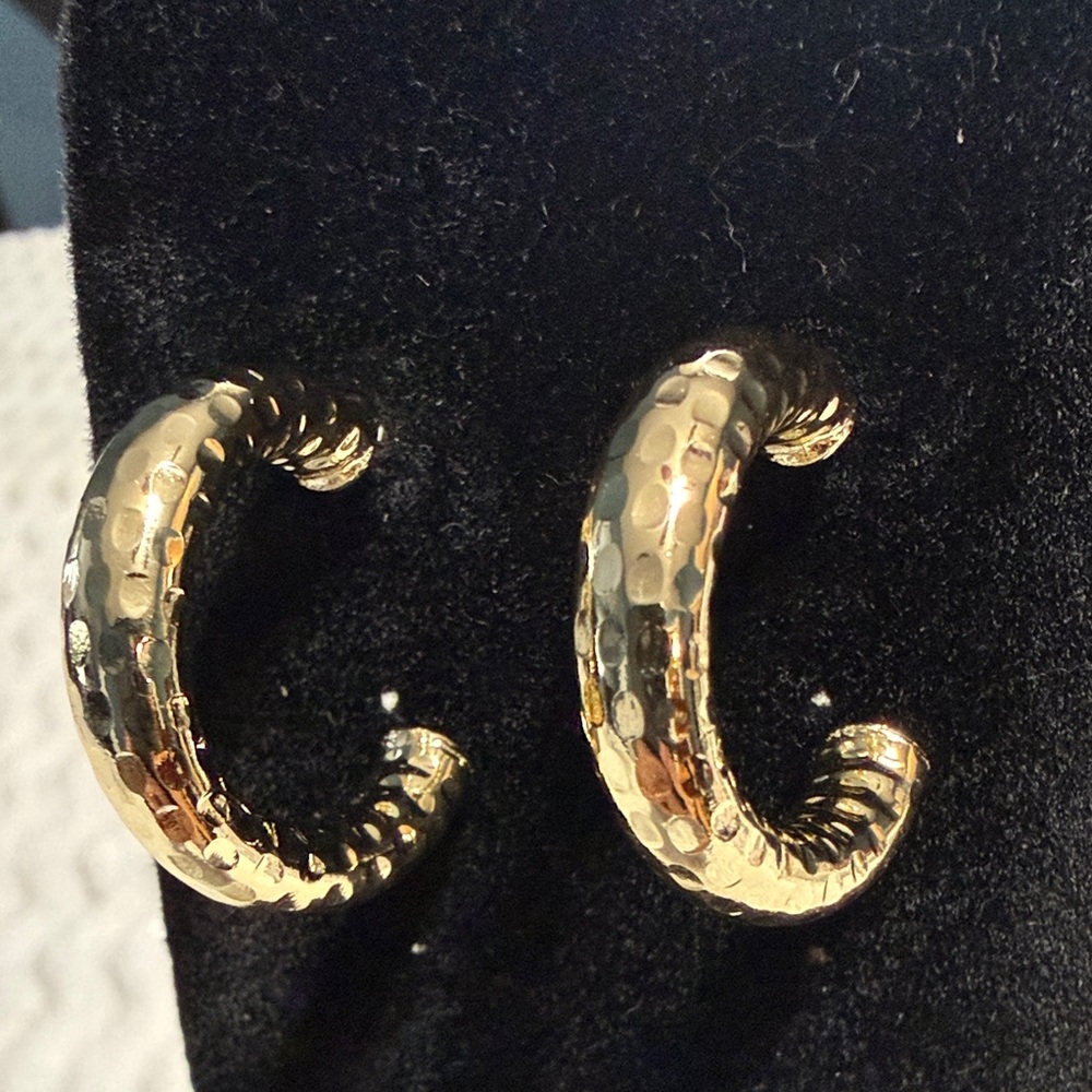 Pretty Bird Yellow Gold Plated C Hoop Earrings